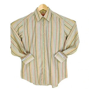 Robert Graham Long Sleeve Casual Shirt S Button-Up Collared Striped Cotton